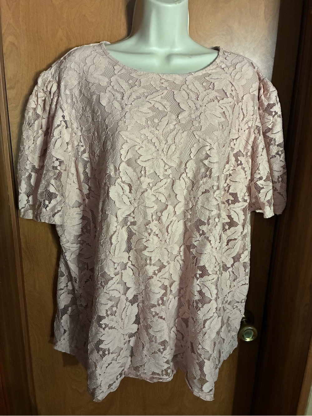 Women's Pink Lace Top Cottagecore 3XL